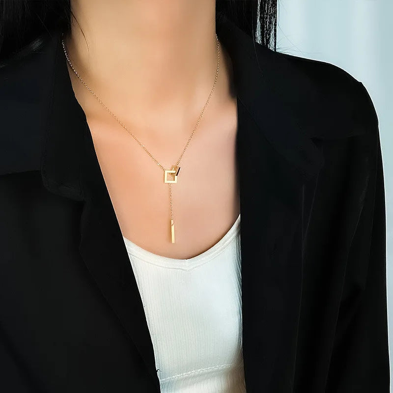 Veloura Geometric Square Pendant Necklace