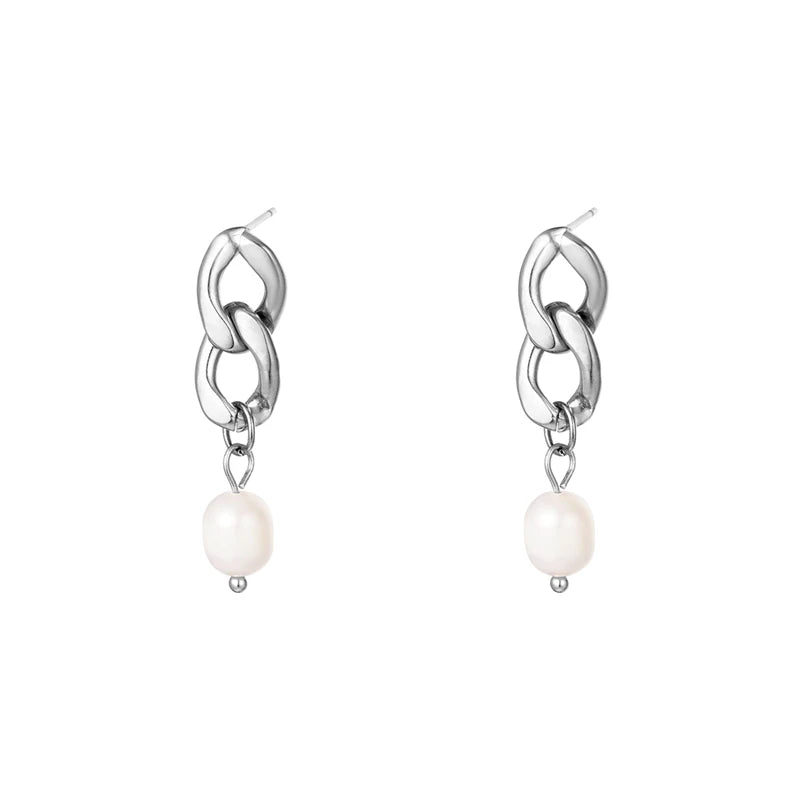 Veloura Pearl Elegance Earrings –  Silver Luxury