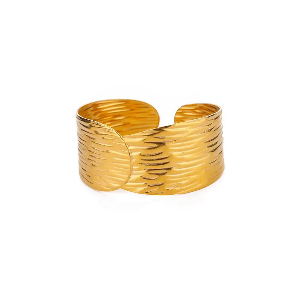 Veloura Floral Cuff Bangle - Gold-Plated Stainless Steel