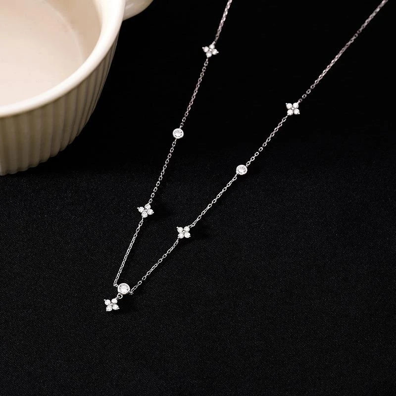 Veloura Four-Leaf Zircon Flower Necklace