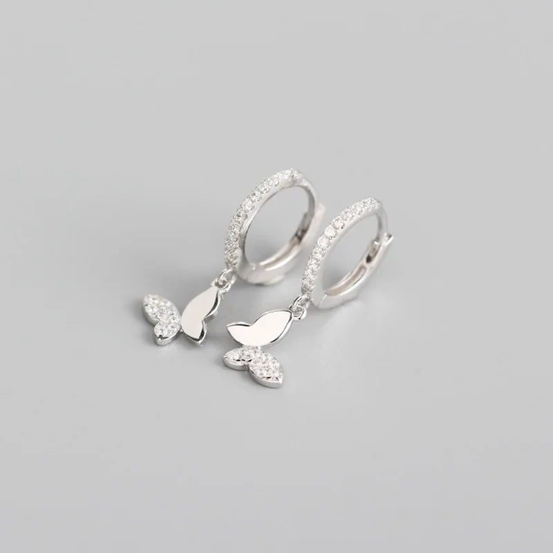 Veloura Butterfly Hoop Earrings – Sterling Silver & CZ Elegance