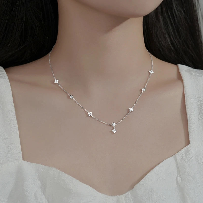 Veloura Four-Leaf Zircon Flower Necklace