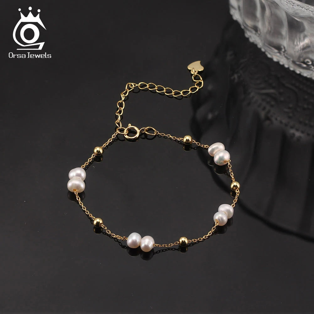 Veloura Gold Pearl Bead Bracelet