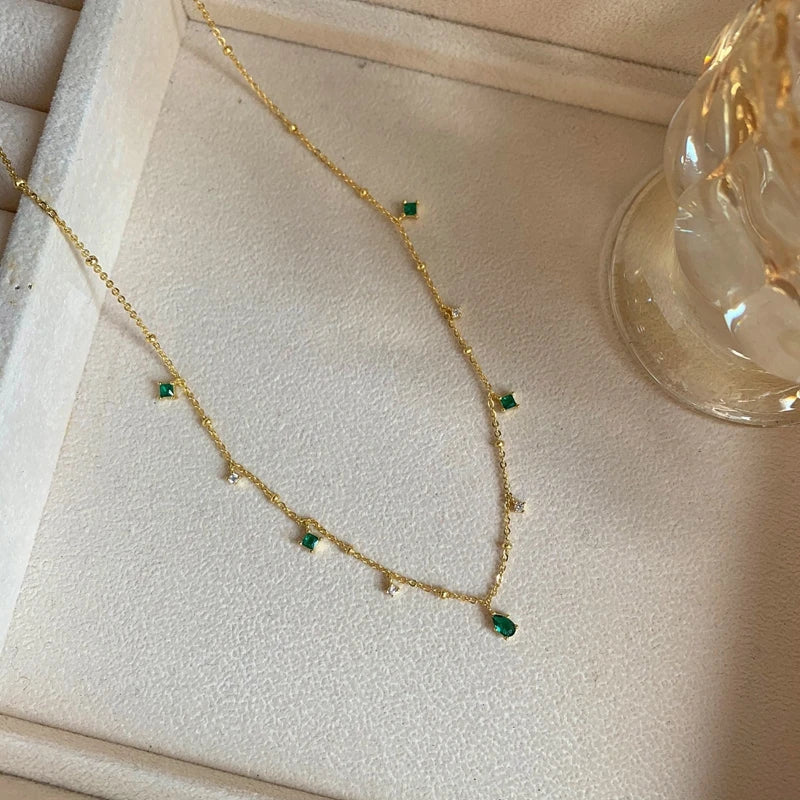 Veloura Green Crystal Zircon Drop Necklace