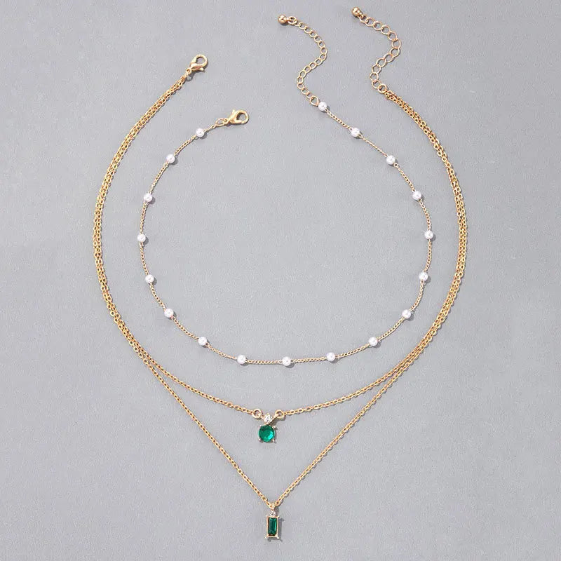 Veloura Crystal Pearls Necklace – Multi-Layer Korean