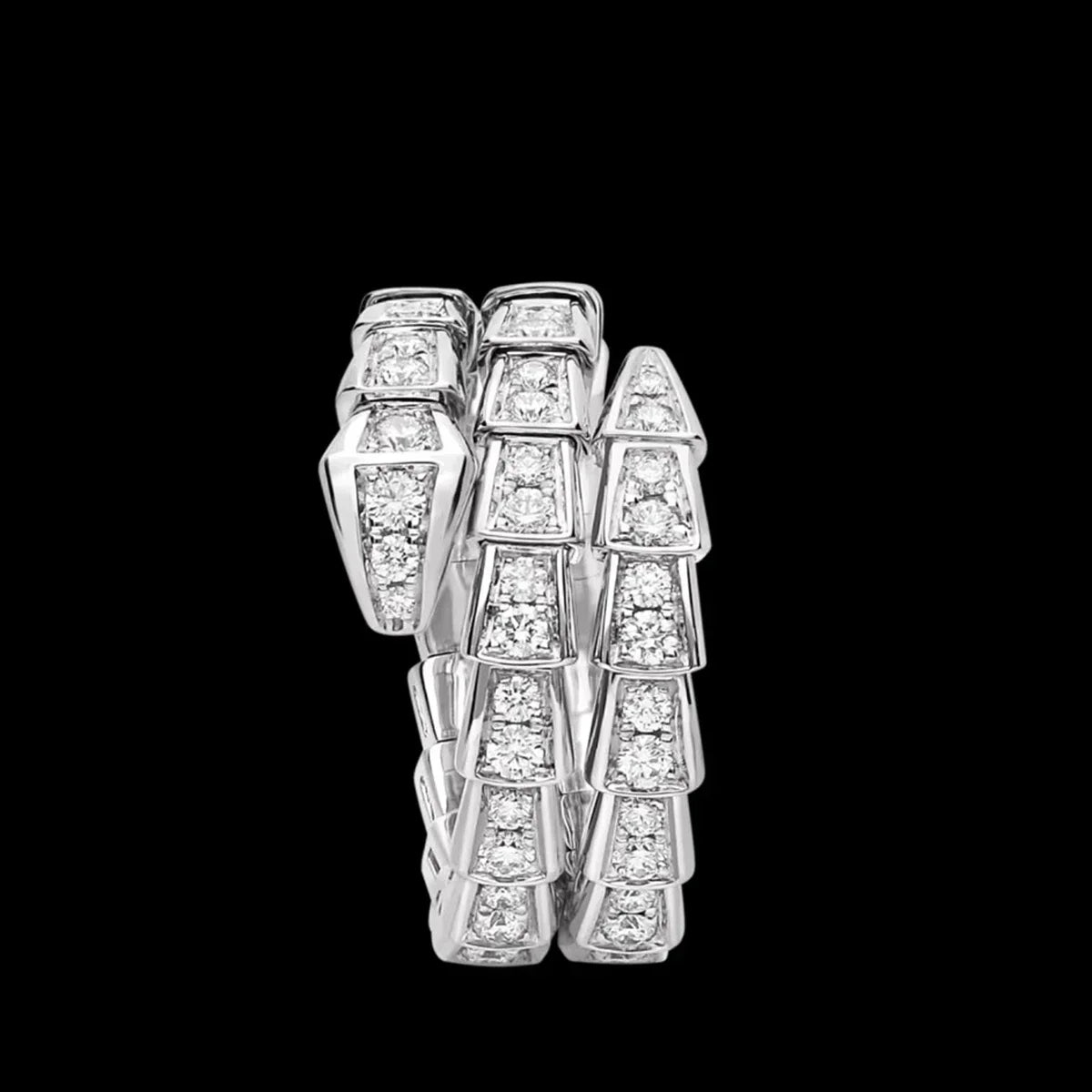 Veloura Serpenti Viper Ring – Sterling Silver Pavé Diamond Elegance