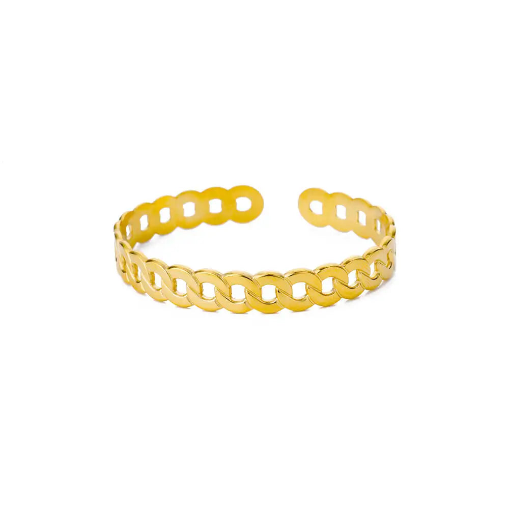 Veloura Floral Cuff Bangle - Gold-Plated Stainless Steel