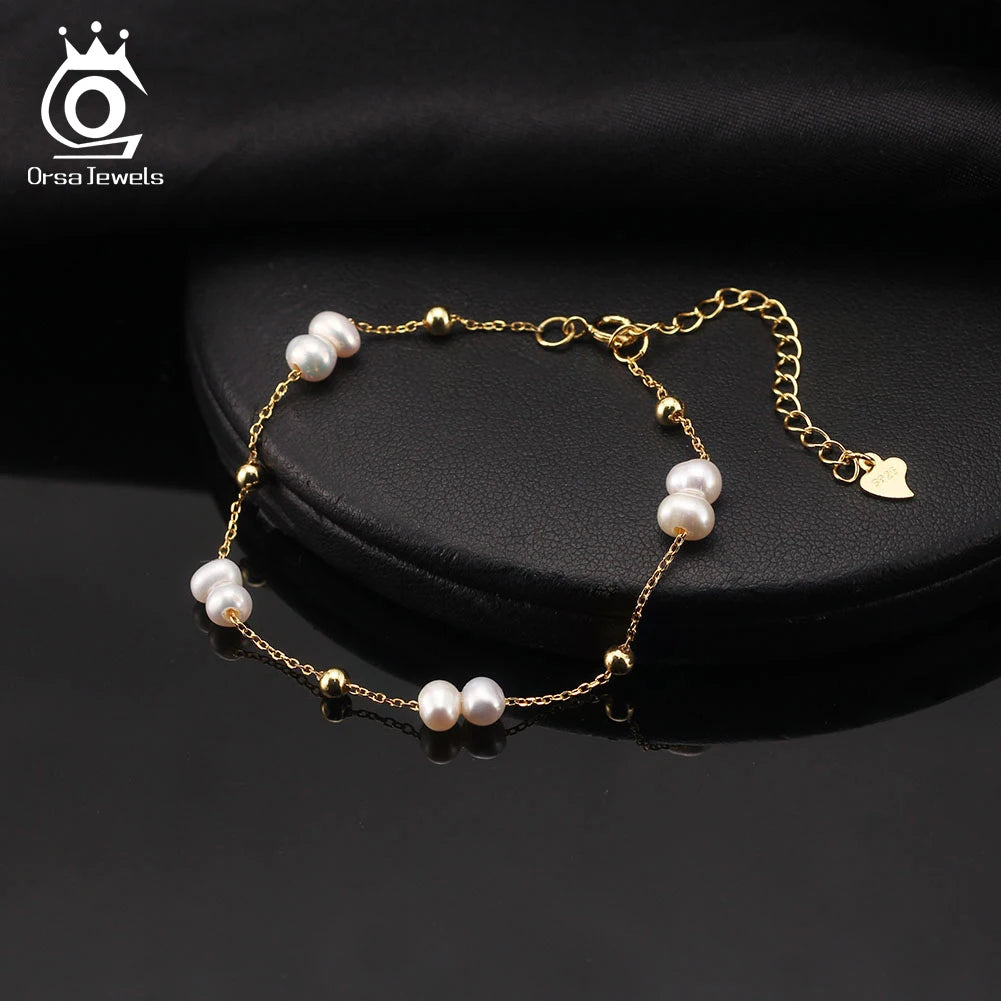 Veloura Gold Pearl Bead Bracelet