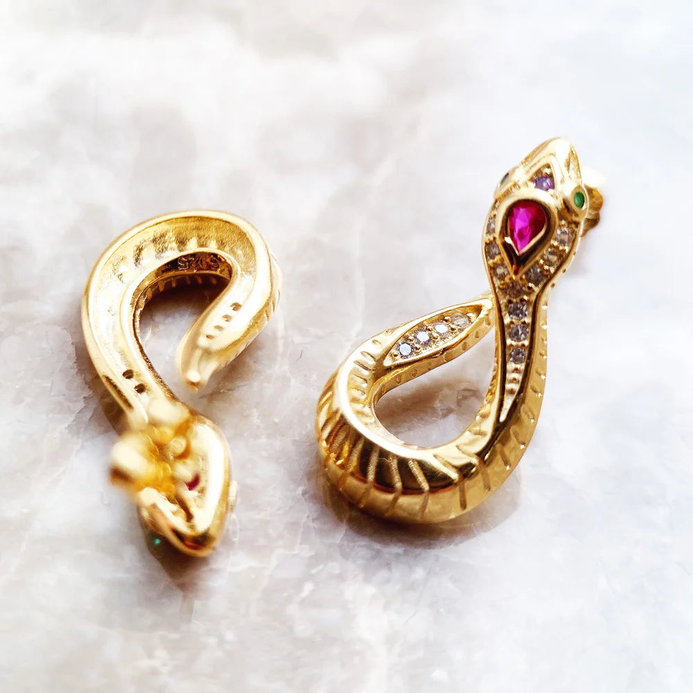 Veloura Serpent Hoop Earrings –  Gold-Tone European Bohemia Design