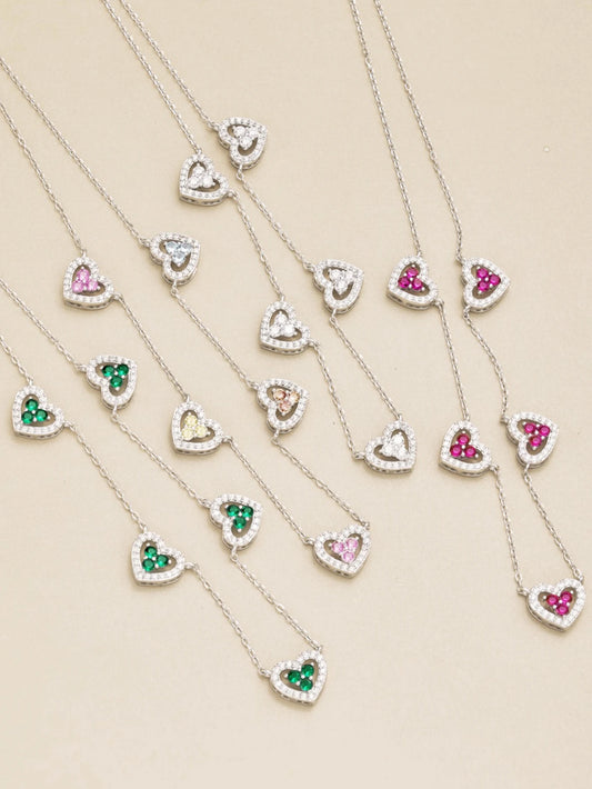 Veloura Hollow Heart Zircon Necklace