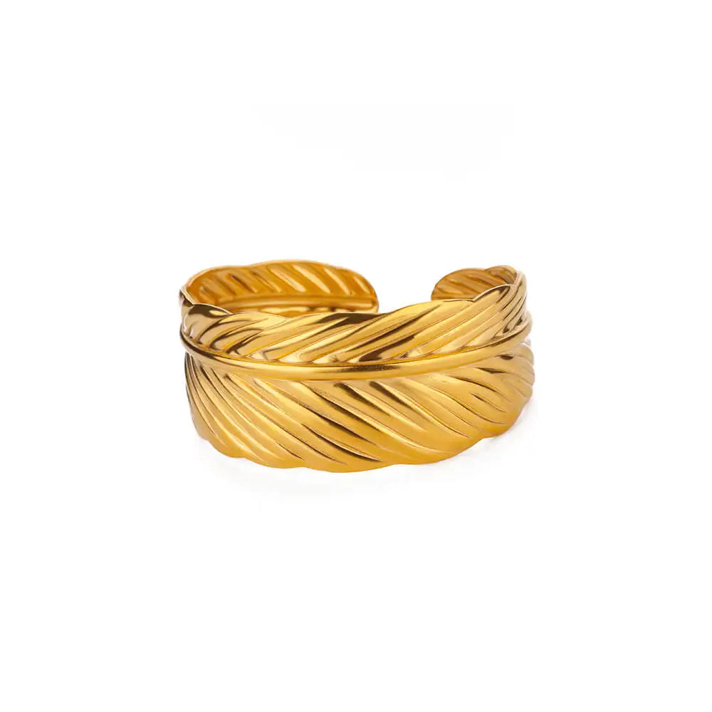 Veloura Floral Cuff Bangle - Gold-Plated Stainless Steel