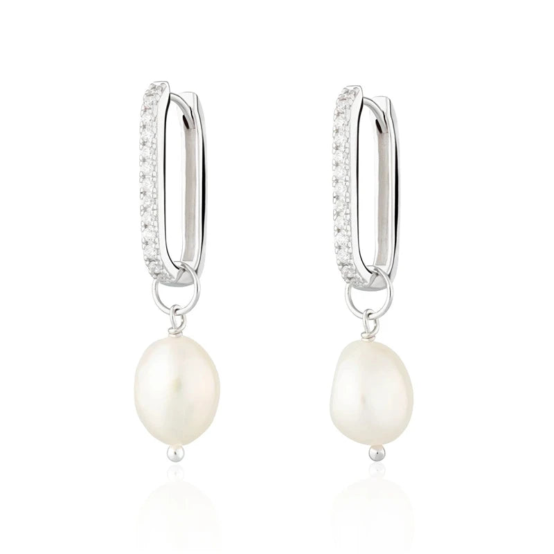 Veloura Pearl Elegance Earrings –  Silver Luxury