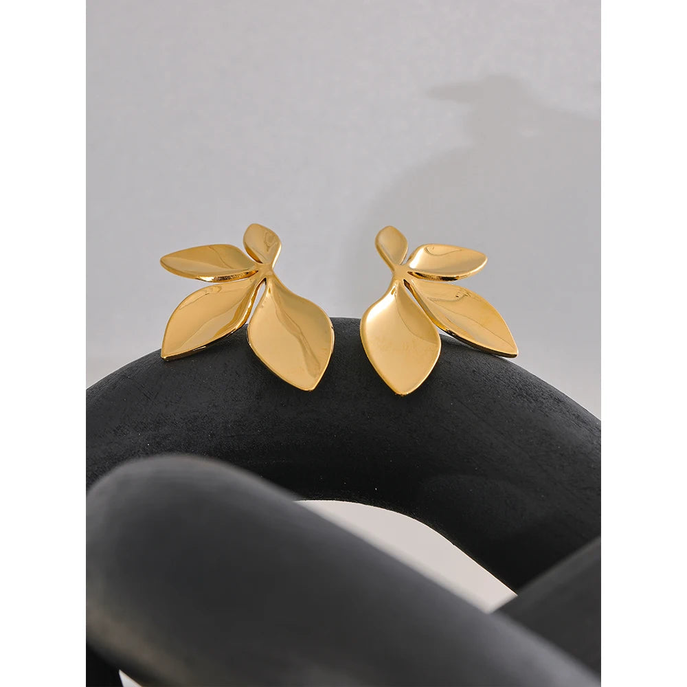 Veloura Yhpup Stainless Steel Leaves Earrings – Waterproof Jewelry