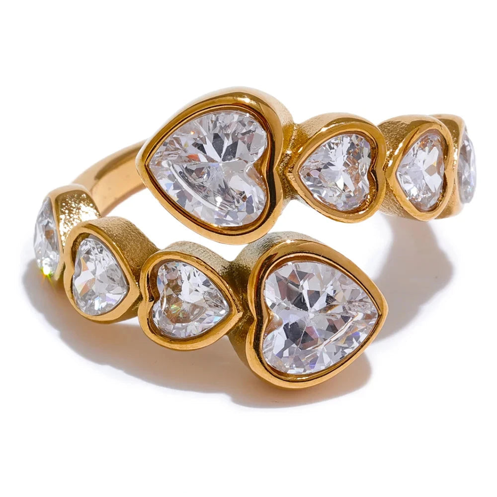 Veloura Heart Zircon Ring - Gold-Plated Stainless Steel