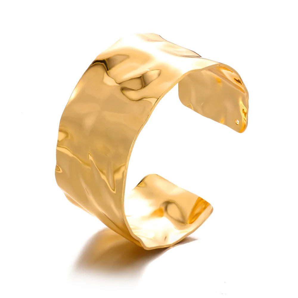 Veloura Floral Cuff Bangle - Gold-Plated Stainless Steel