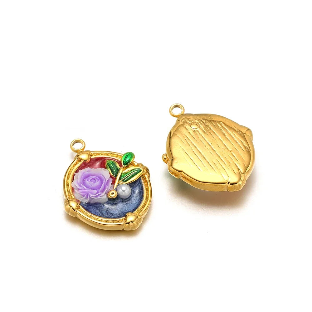 Veloura Macaron Rose Charm Set - Enamel & Stainless Steel