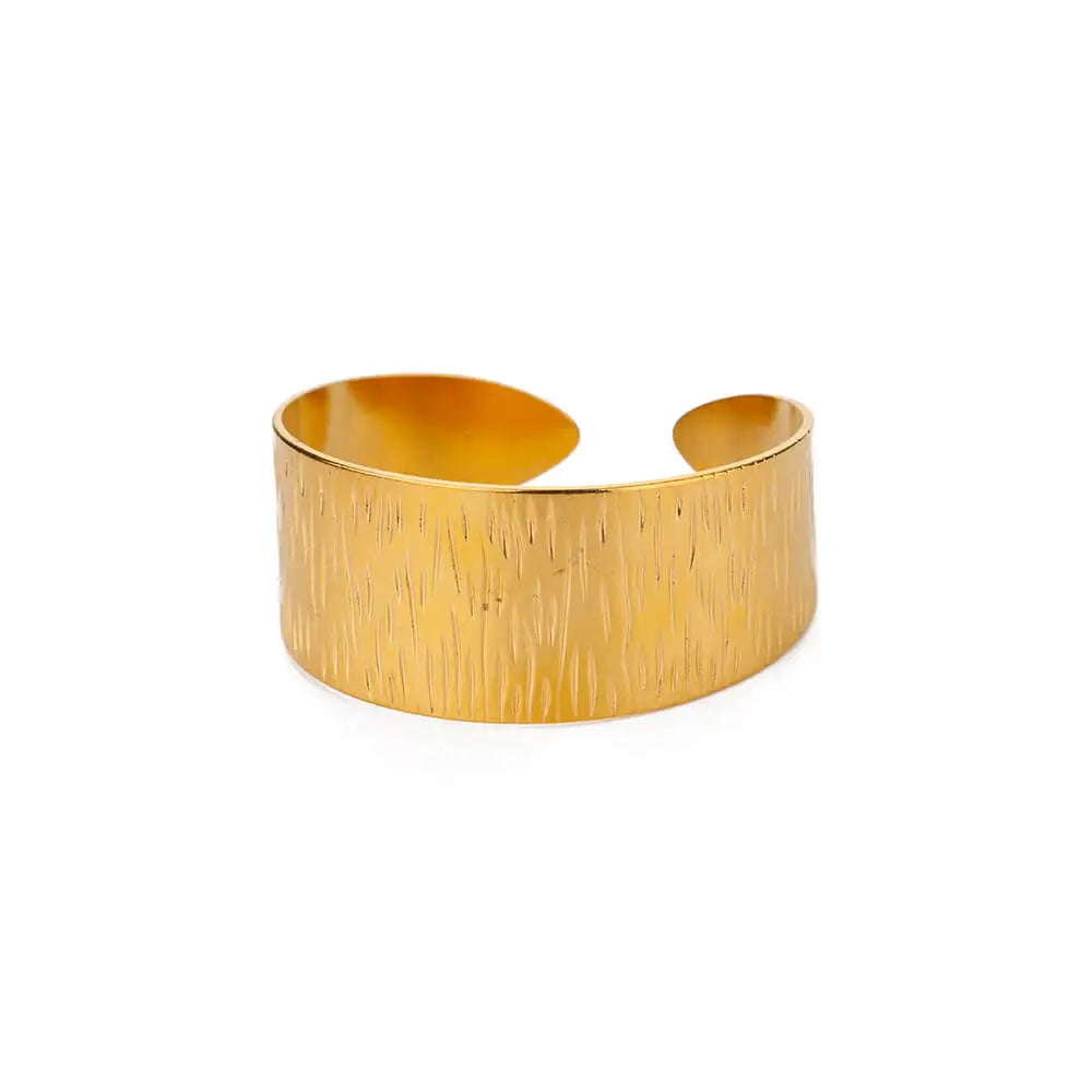 Veloura Floral Cuff Bangle - Gold-Plated Stainless Steel