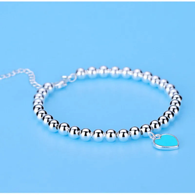 Veloura Sterling Silver Heart Bead Bracelet