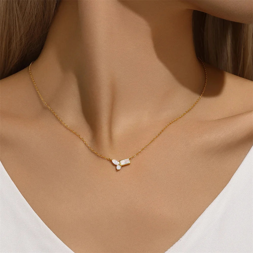 Veloura Eternal Heart Necklace –  Zircon Water Drop Design