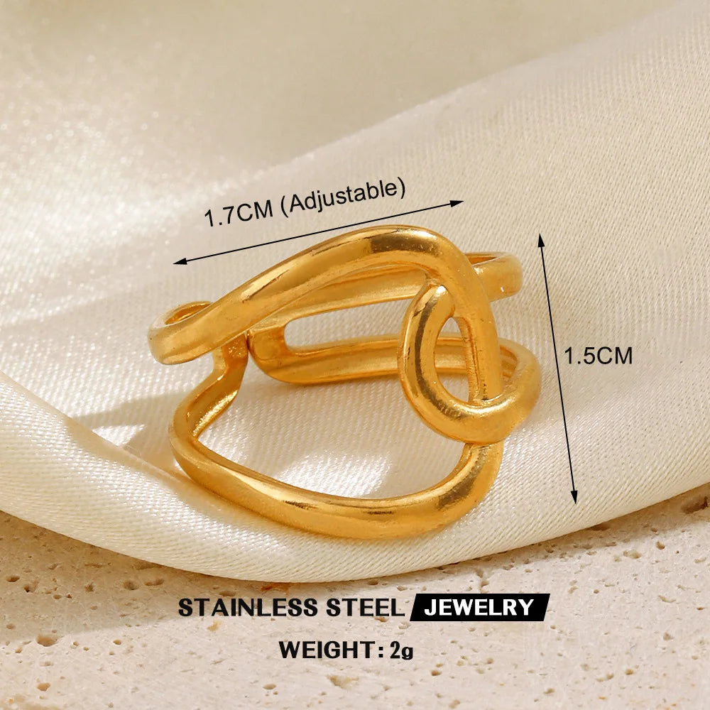 Veloura Heart Essence Ring – Gold-Tone Stainless Steel & Hollow Design