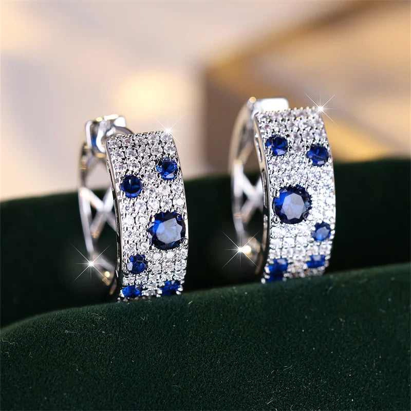 Veloura Blue Zircon Clip Earrings