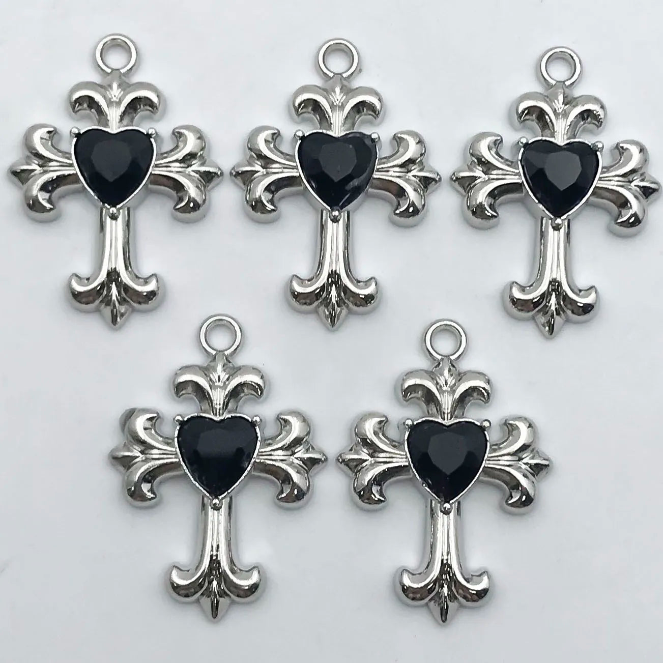 Veloura Butterfly & Cross Metal Alloy Charms - Black Series Pendants