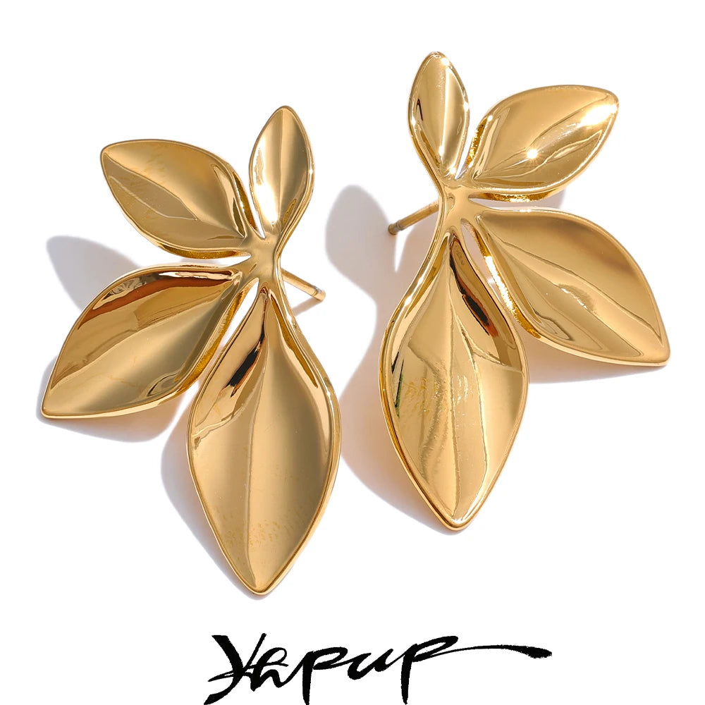 Veloura Yhpup Stainless Steel Leaves Earrings – Waterproof Jewelry