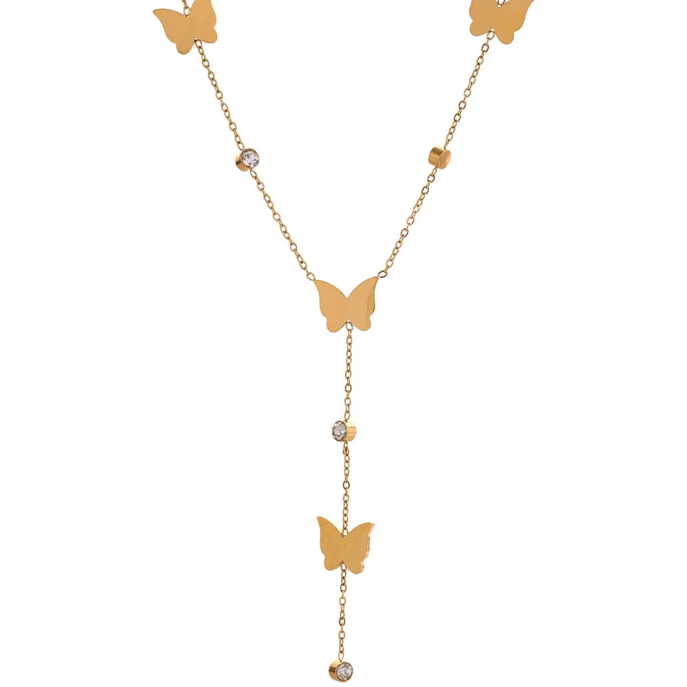 Veloura Aurelia Butterfly Necklace – Golden Stainless Steel