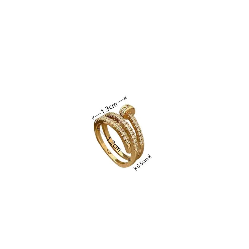 Veloura Frost Zircon Ring – Gold-Tone Multi-Layer