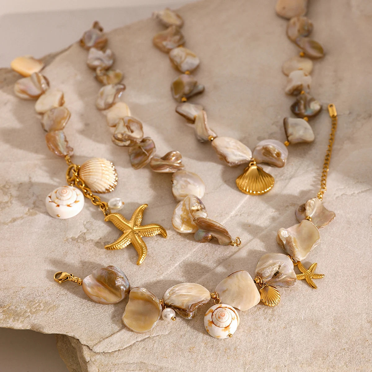 Veloura Ocean Charm Set - Shell, Starfish & Metal Elements