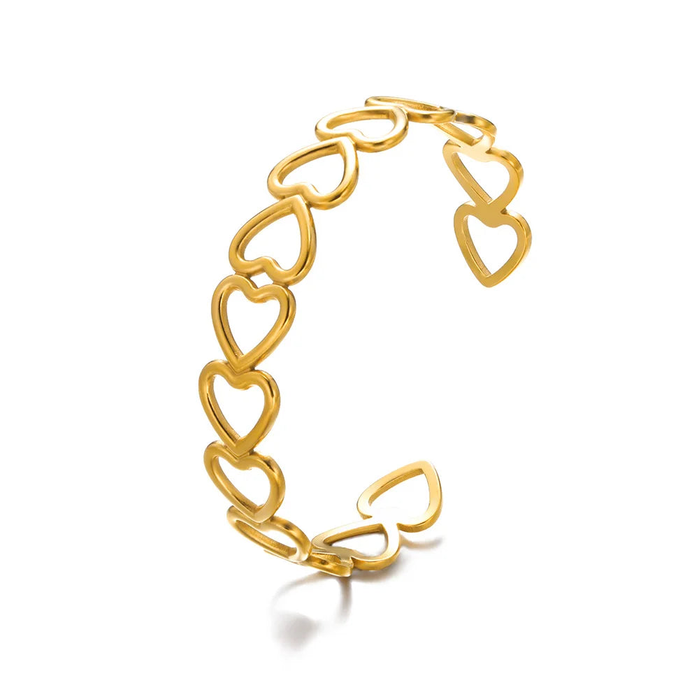 Veloura Floral Cuff Bangle - Gold-Plated Stainless Steel