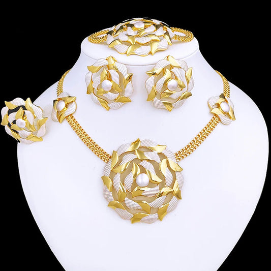 Veloura Luxe Set – Gold-Plated Necklace, Earrings, Bracelet & Ring Design