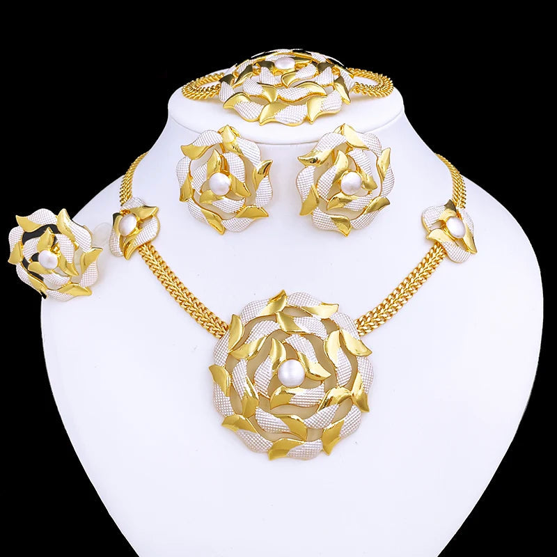 Veloura Luxe Set – Gold-Plated Necklace, Earrings, Bracelet & Ring Design