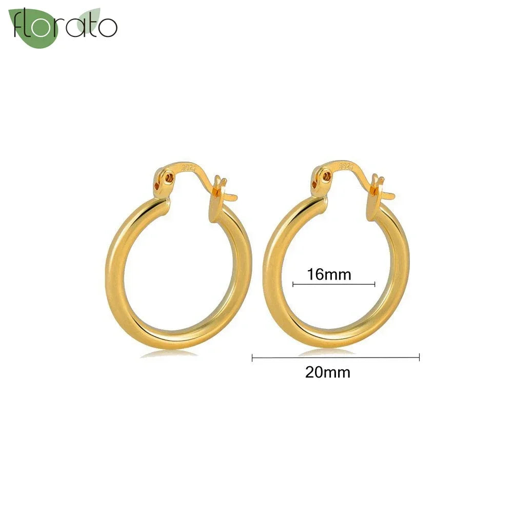 Veloura Vintage Gold Hoop Earrings – 925 Sterling Silver Elegance