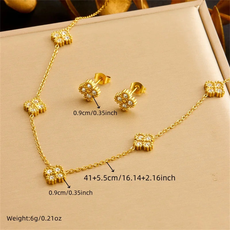 Veloura Royal Blossom Zircon Jewelry Set – Golden Elegance