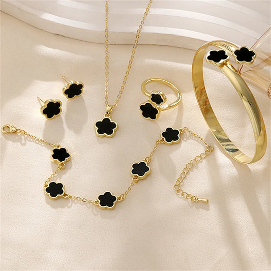 Veloura Enchanted Clover Jewelry Set – Multi-Color Elegance