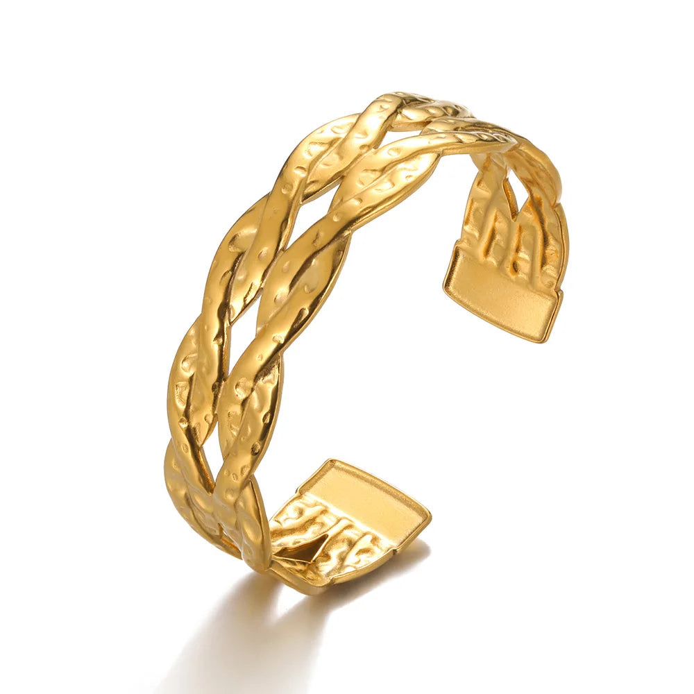 Veloura Floral Cuff Bangle - Gold-Plated Stainless Steel