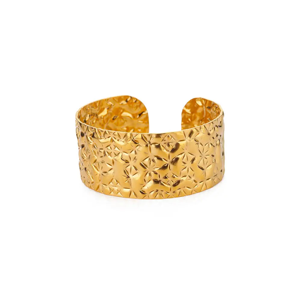 Veloura Floral Cuff Bangle - Gold-Plated Stainless Steel