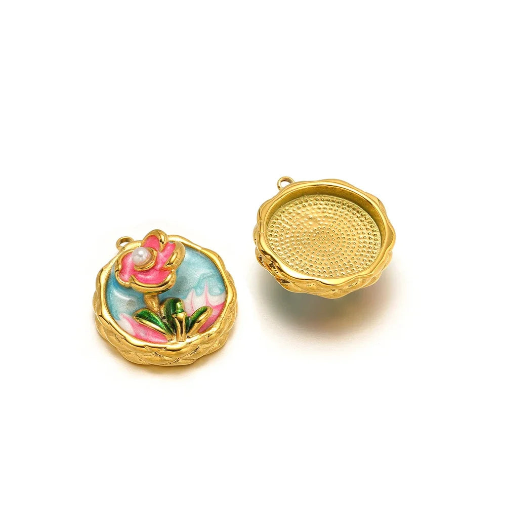 Veloura Macaron Rose Charm Set - Enamel & Stainless Steel