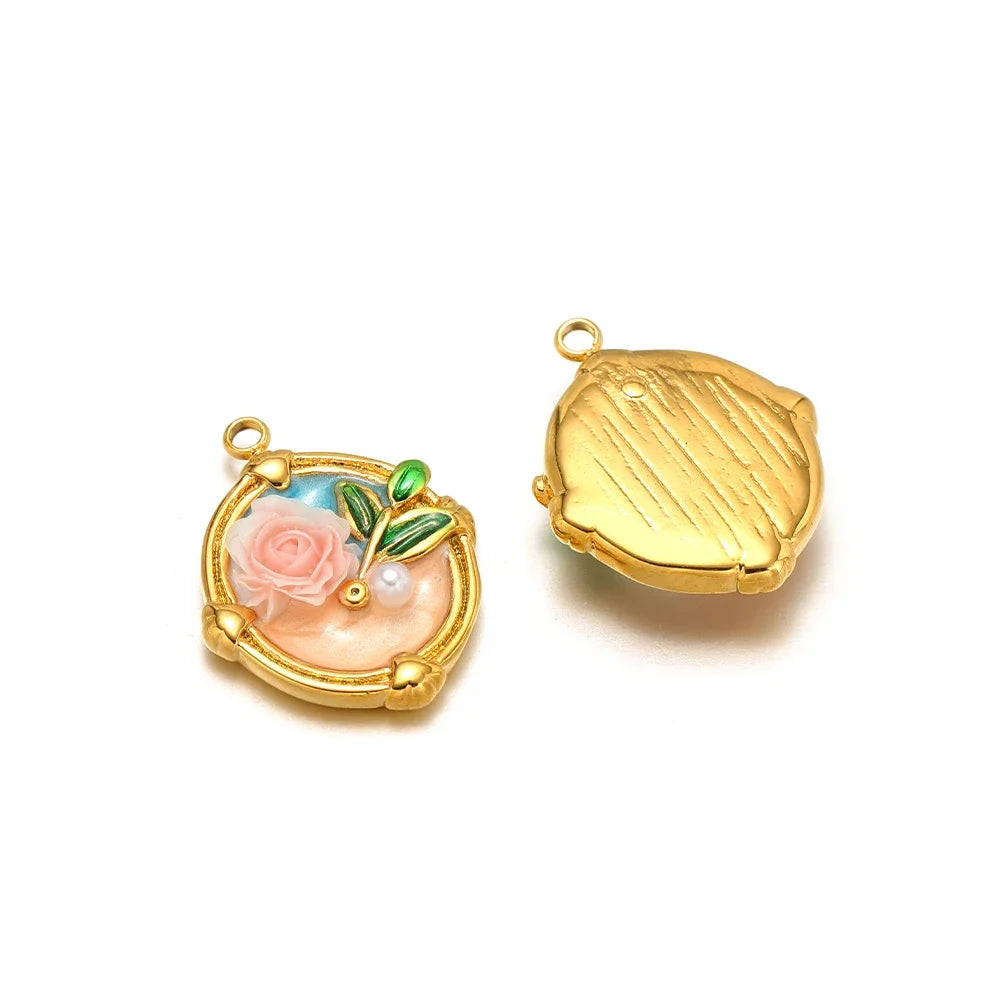 Veloura Macaron Rose Charm Set - Enamel & Stainless Steel