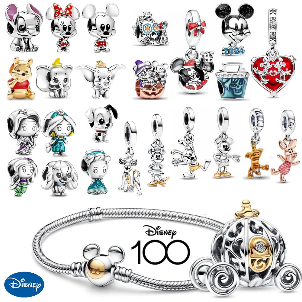 Disney Silver Charms - Mickey, Minnie, Princess, Stitch, Robots, Marvel