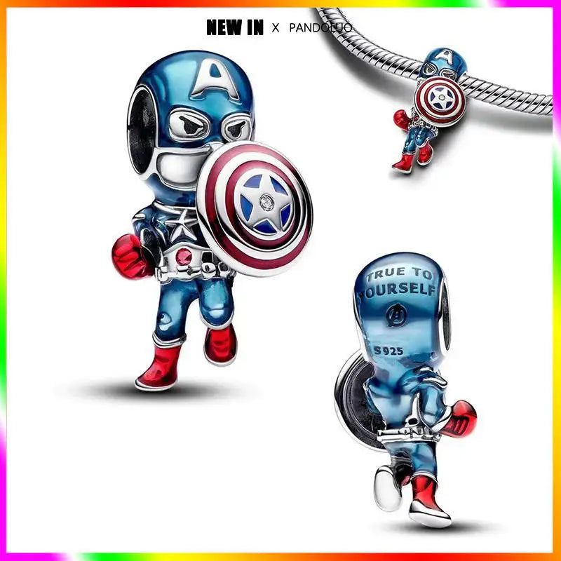 Marvel Captain America Wolverine Charm Beads Sterling Silver