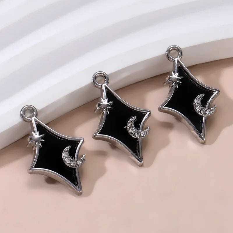 Veloura Moon & Star Enamel Charm Set - Y2K Fashion Pendants