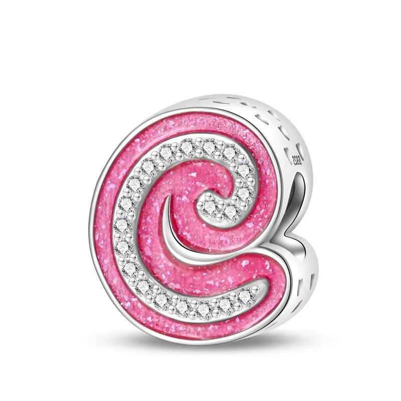 Alphabet Pink Princess Letter Charms Sterling Silver