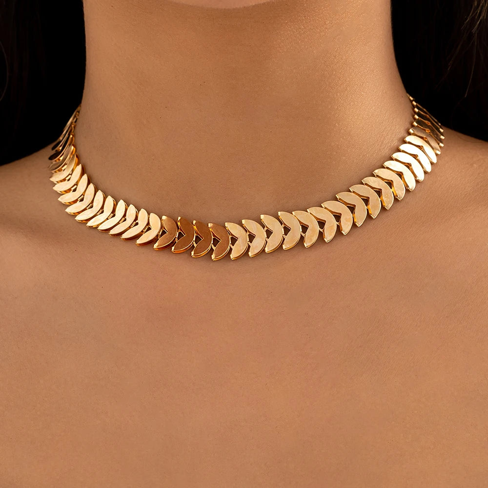 Veloura Gold Petal Choker Necklace for Women