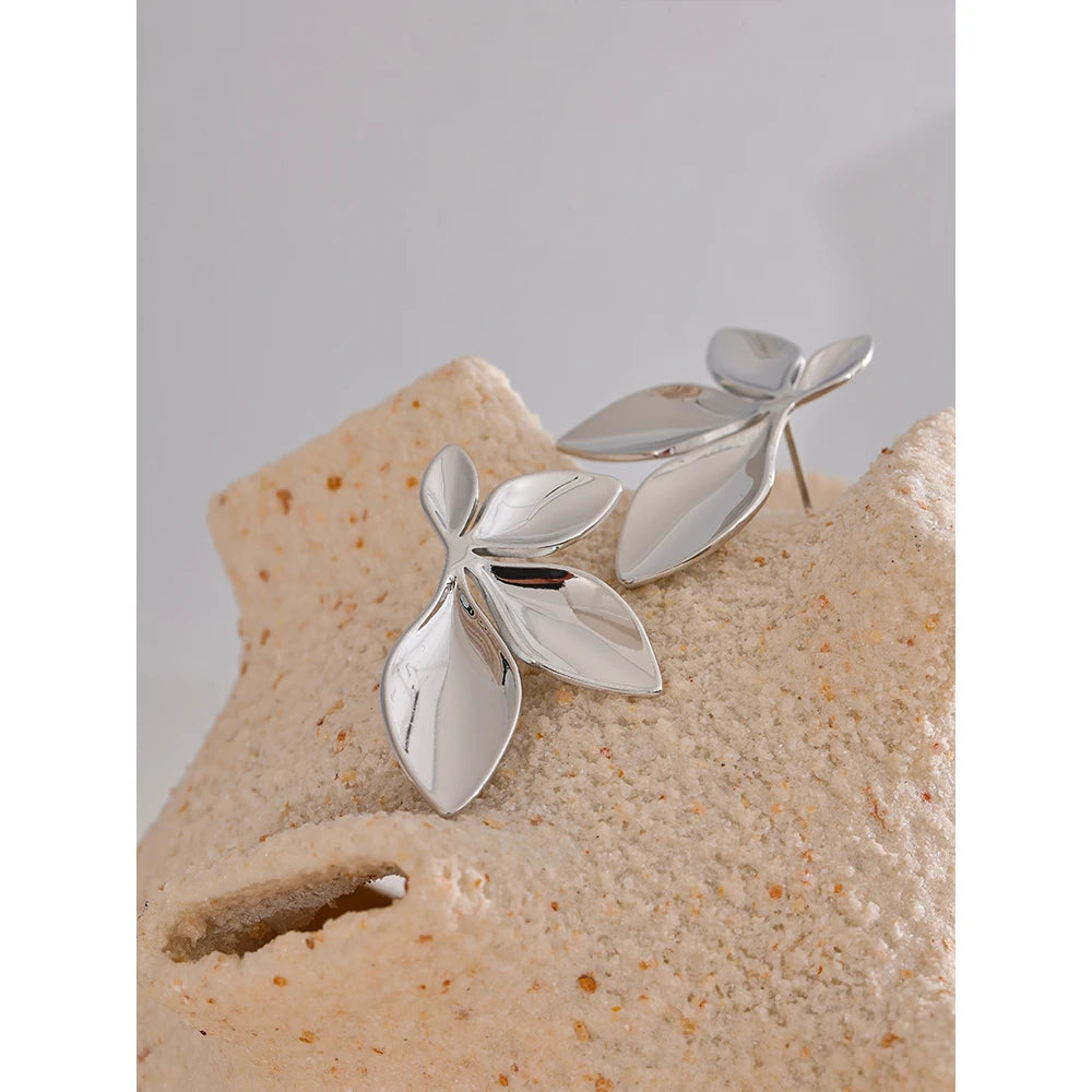 Veloura Yhpup Stainless Steel Leaves Earrings – Waterproof Jewelry