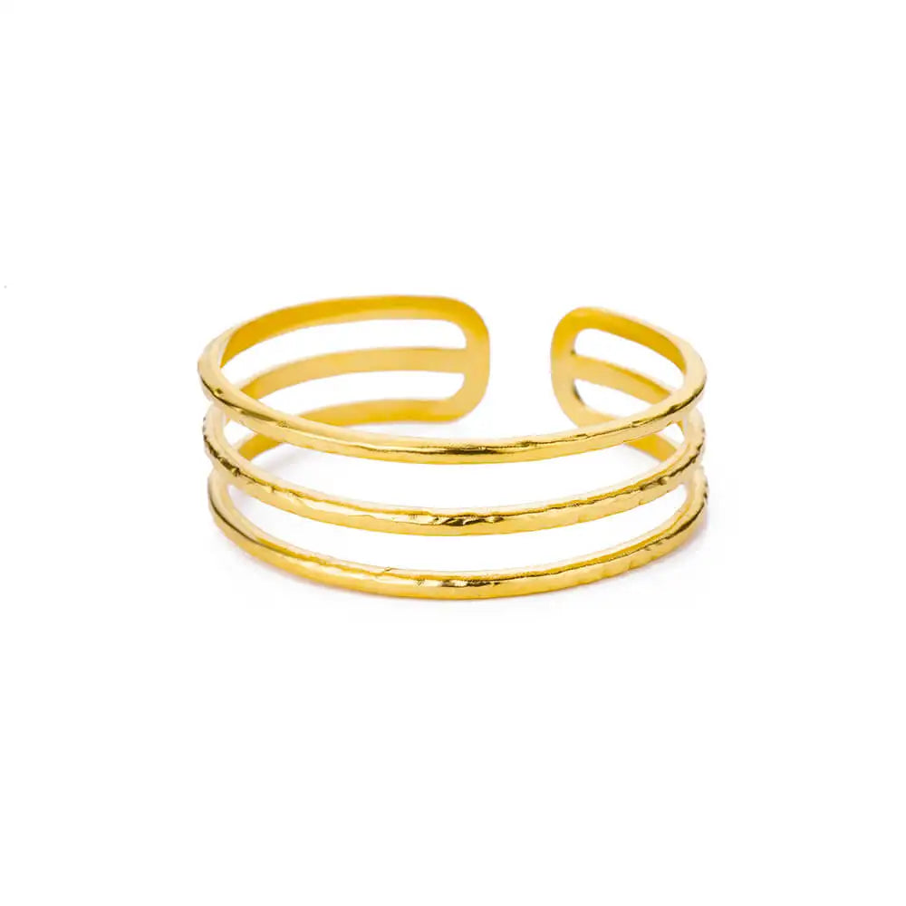 Veloura Floral Cuff Bangle - Gold-Plated Stainless Steel