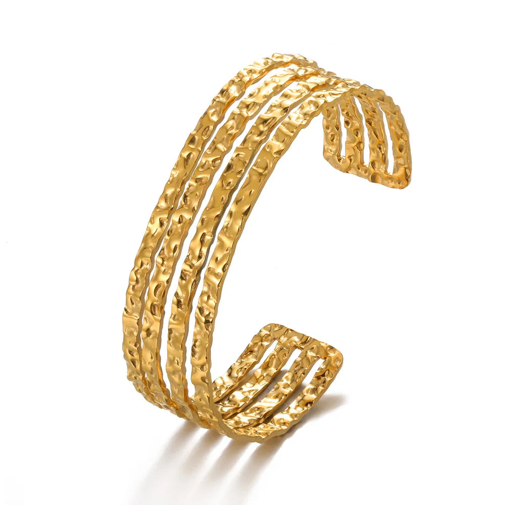 Veloura Floral Cuff Bangle - Gold-Plated Stainless Steel