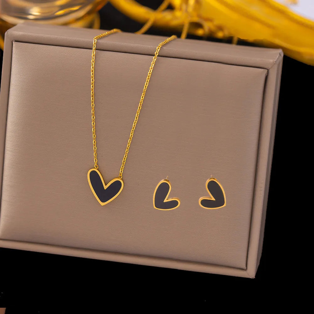 Veloura Amour Heart Set – Love Pendant Necklace and Earrings