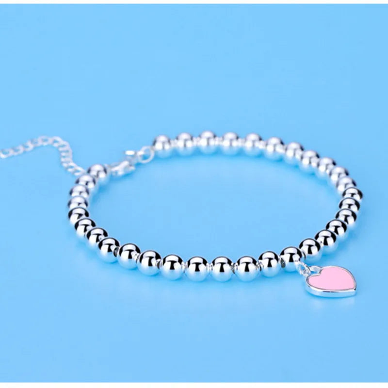 Veloura Sterling Silver Heart Bead Bracelet